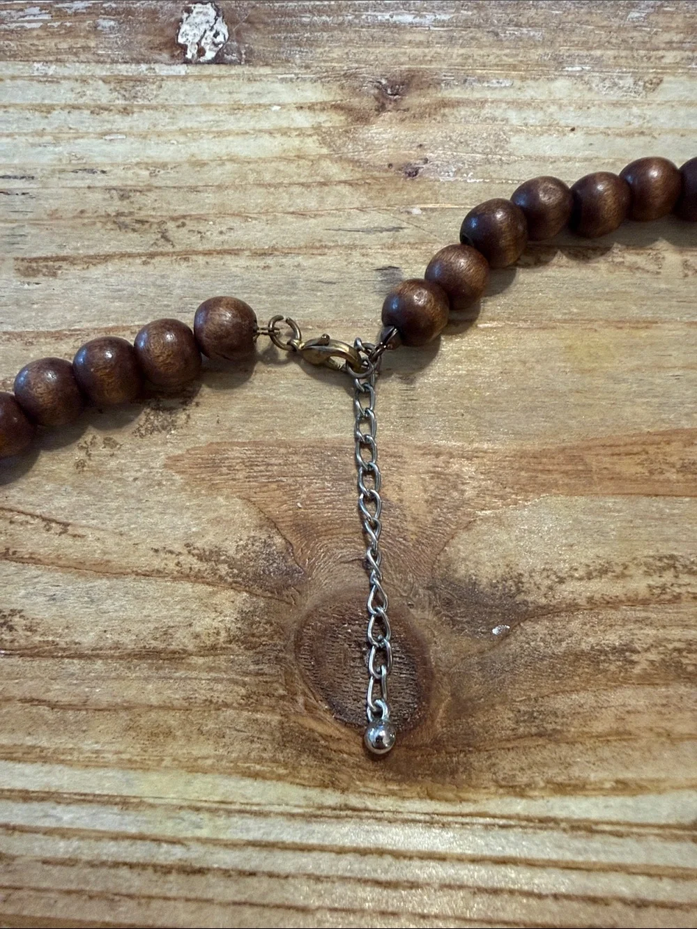 Vintage Boho Brown Wooden Beaded Long Statement Necklace